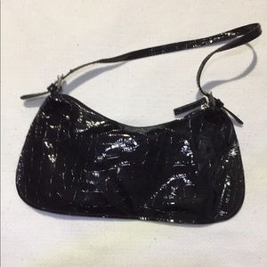 Faux croc leather clutch